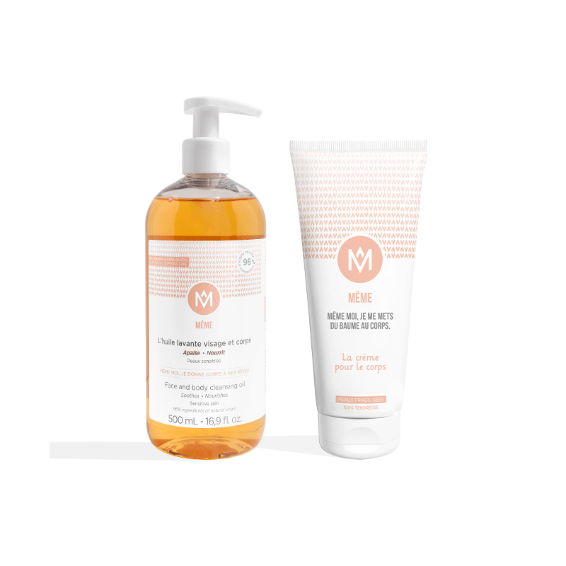 Kit hydratation corps avec huile lavante et crème corps hydratante pour peaux sèches ou sensibles - MÊME Comsetics