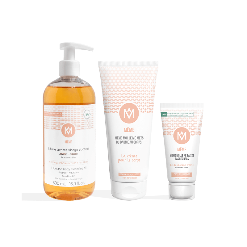 Kit complet soin du corps avec la crème pour le corps, un déodorant en crème et une huile lavante - MÊME Cosmetics