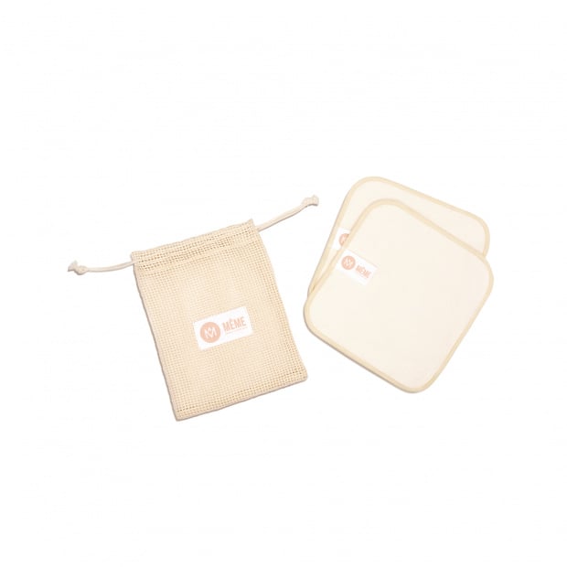Two reusable makeup removal pads by MÊME