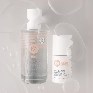 La solution fortifiante et l'huile dissolvante prennent soin de vos ongles fragilisés par les traitements - MÊME Cosmetics