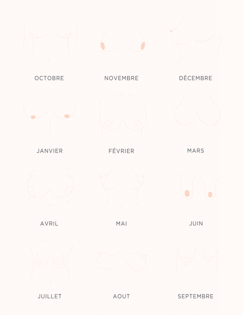 calendrier autopalpation seins octobre rose